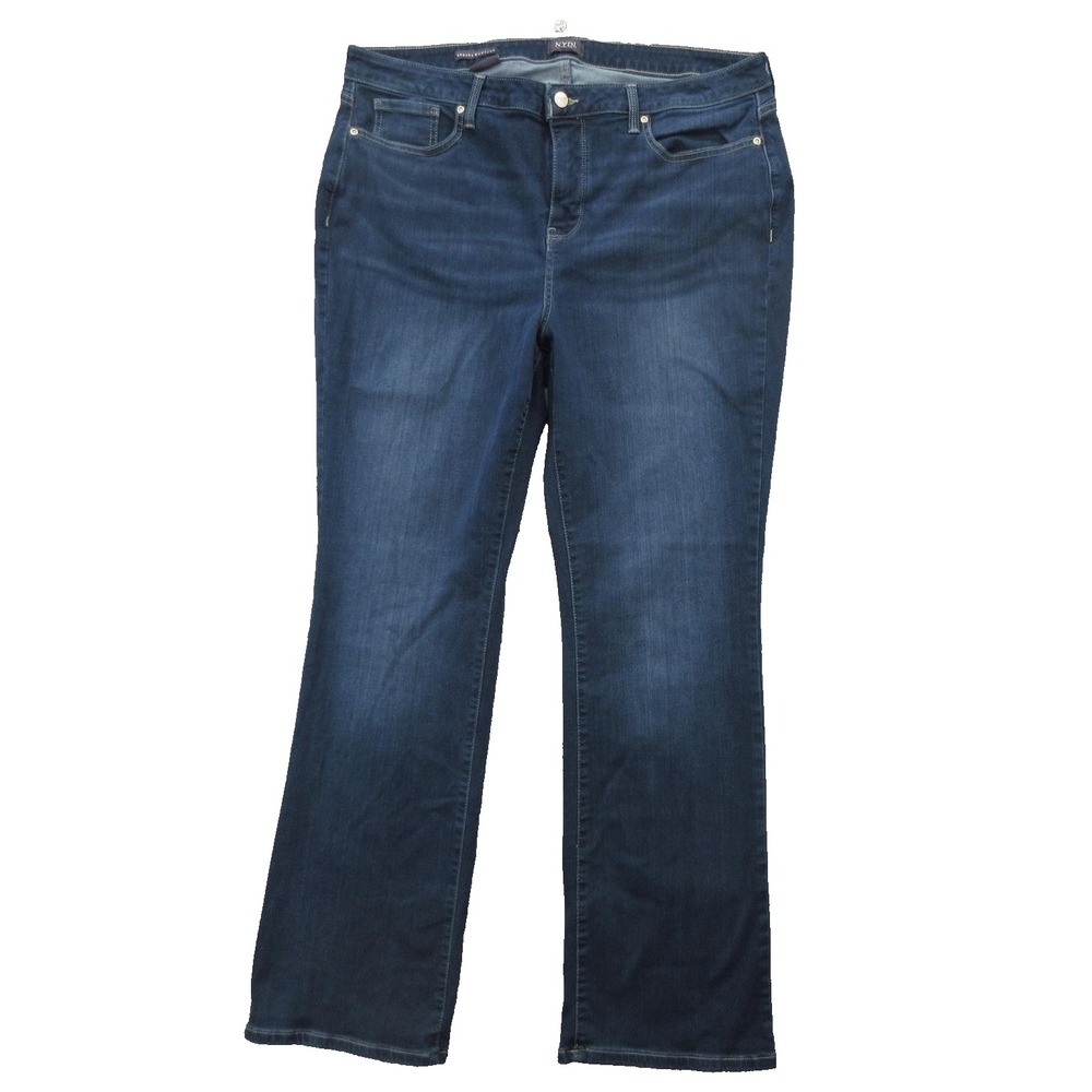 NYDJ Barbara Bootcut Jeans Womens 16 Blue Dark Wash Mid Rise Stretch Denim